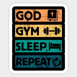 God Gym Sleep Christian Faith Workout Sticker